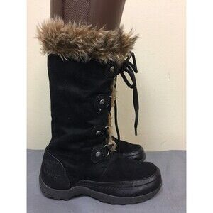 NINE WEST - Girl's Daphne Winter lace up Boots Shoes - Black - Size 13M